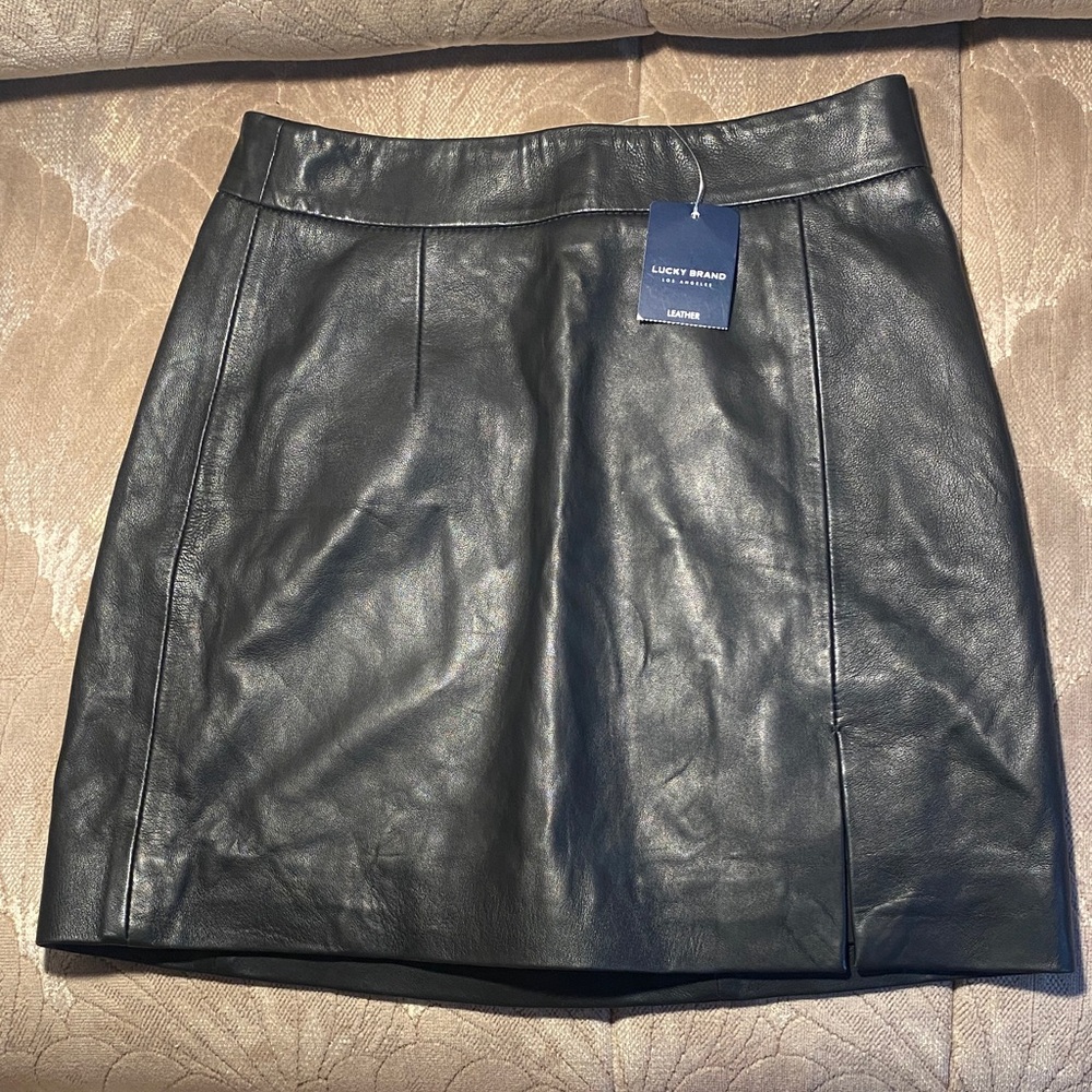 Lucky Brand Black Leather Mini Skirt